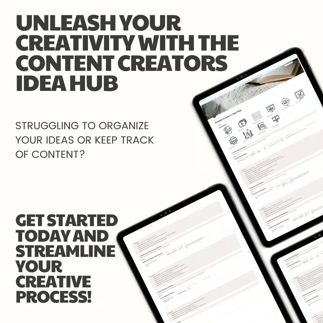 Free Content Creator’s Idea Hub | Notion Template - Image 2