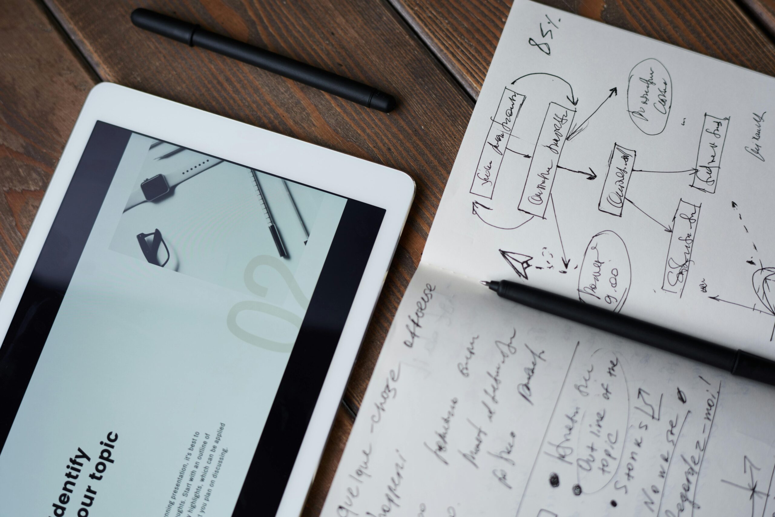 A picture of a tablet and a notebook symbolizing personalizing workflows.