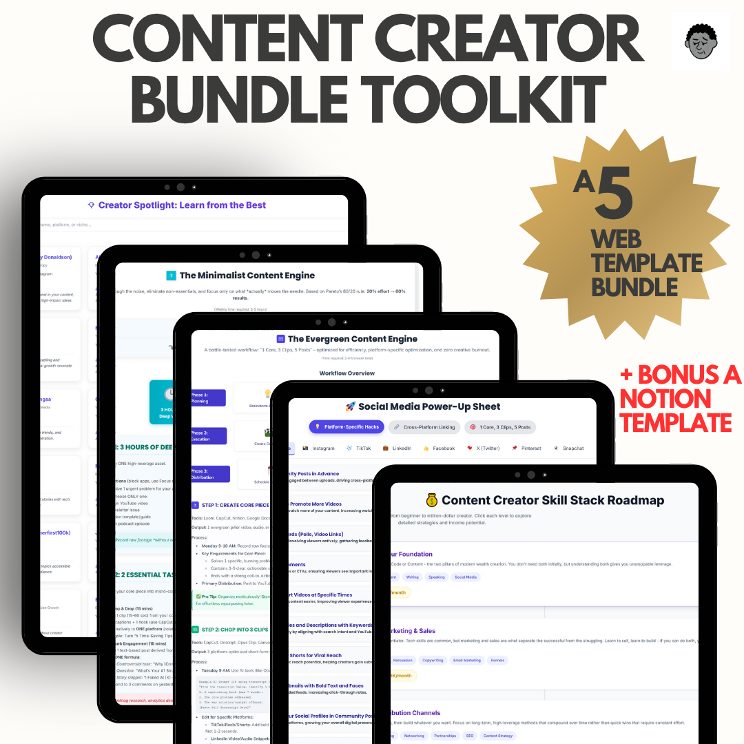 Content Creator Pro Bundle: Toolkit + Notion Template (Lifetime Access)