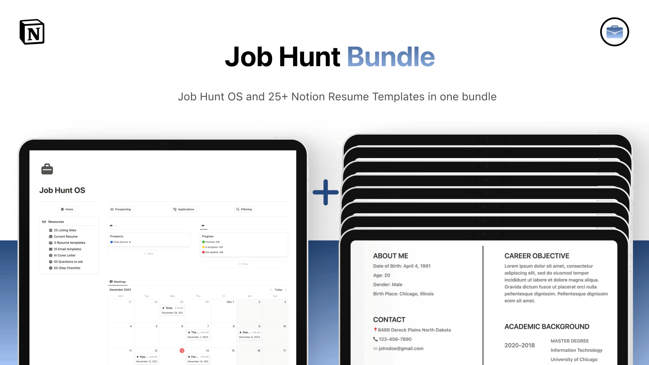 Job Hunt Bundle Notion Template.