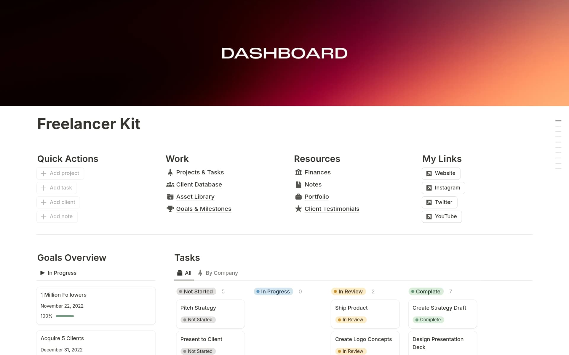 Notion Freelancer Kit: Manage Clients, Projects & Income in One System